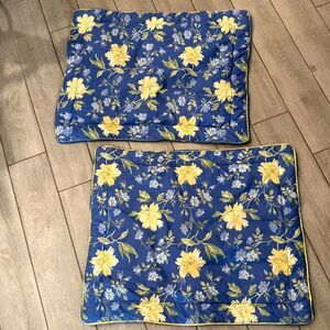 2 Laura Ashley Emilie Standard Pillow Shams Blue Floral